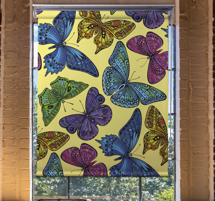 Yellow Background butterfly blind - TenStickers