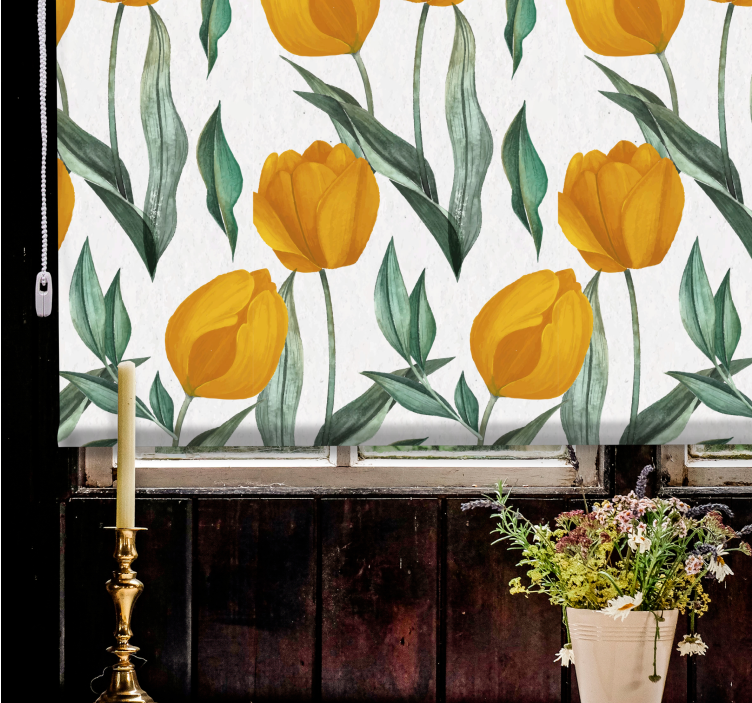 Yellow Tulip Blooms flowers and plant blind - TenStickers