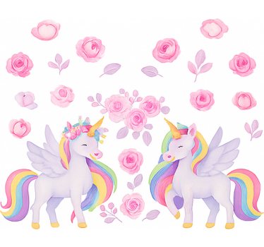 Pink unicorn and flowers childrens blind - TenStickers