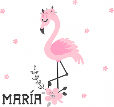 Pink flamenco with name childrens blind - TenStickers