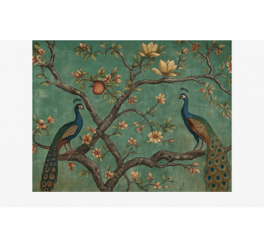 Ornate peacock tapestry living room blind - TenStickers