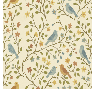 Colorful bird-and-branch living room blind - TenStickers