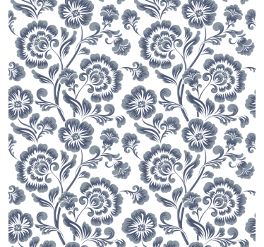 Bathroom blind with blue flowers on white background - TenStickers