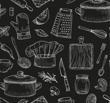 Kitchen blind with culinary tool illustrations - TenStickers