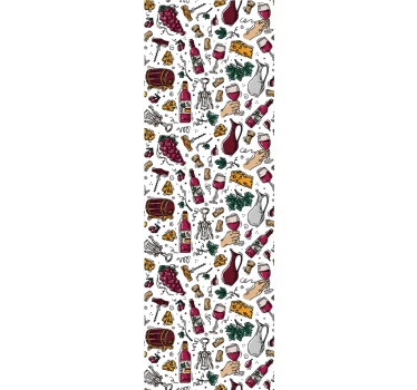 Grapes wine and cheese vintage pattern kitchen blind - TenStickers