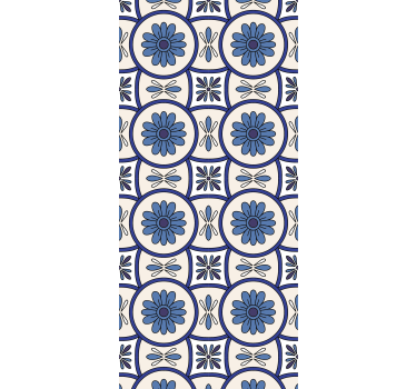 Kitchen blind blue flower portuguese tile - TenStickers