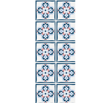 Kitchen blind in blue and red portuguese tile - TenStickers