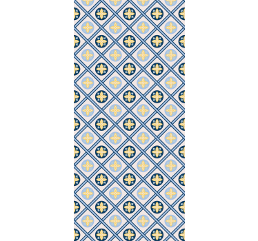 Kitchen blind in baby blue and yellow tile - TenStickers