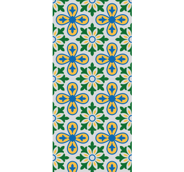 Kitchen blind in yellow and blue portuguese tile - TenStickers