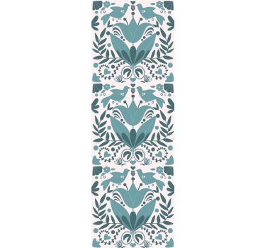 Kitchen blind in blue folk art pattern with birds - TenStickers
