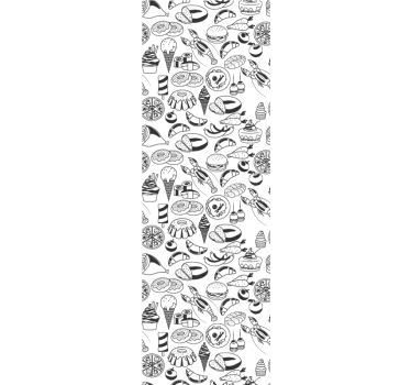 Kitchen blind with food doodles pattern - TenStickers