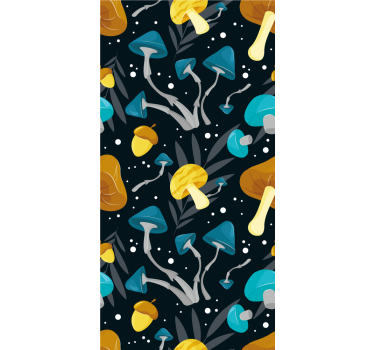 Kitchen blind in blue and yellow mushroom pattern - TenStickers