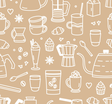 Kitchen blind with coffee cups and glasses pattern - TenStickers