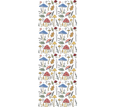 Kitchen blind with hand-drawn mushroom pattern - TenStickers