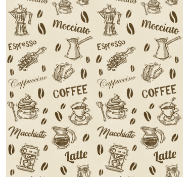 Kitchen blind with 3d coffee name patterns - TenStickers