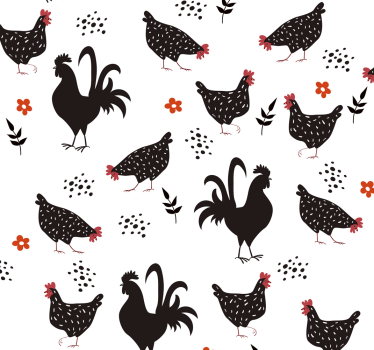 Kitchen blind black and white rooster design - TenStickers