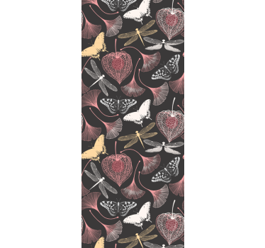 Childrens blind in pink leaves black butterfly pattern - TenStickers