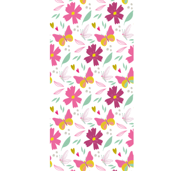 Childrens blind with pink and yellow butterfly flowers - TenStickers