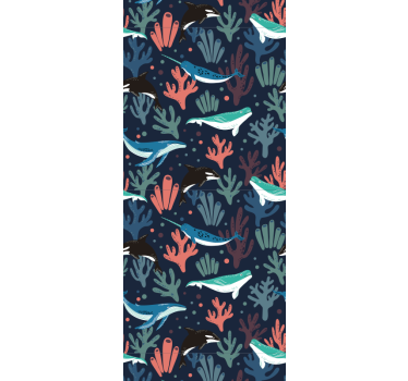 Vibrant sea animals on blue childrens blind - TenStickers
