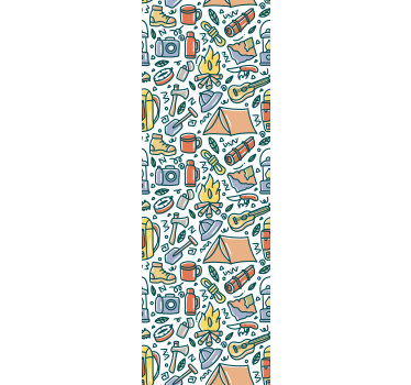 Childrens blind with hand-drawn mountains and camping gear - TenStickers