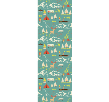 Childrens blind camping scene with trees and path - TenStickers