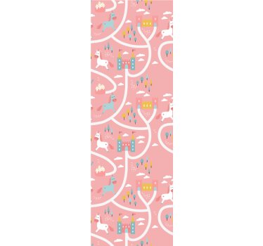 Childrens blind featuring pink unicorns and castles - TenStickers