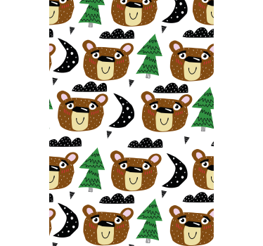 Childrens blind featuring solid color bears and trees - TenStickers