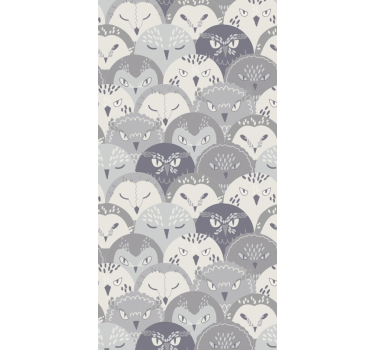 Childrens blind gray owl on creepers nordic design - TenStickers