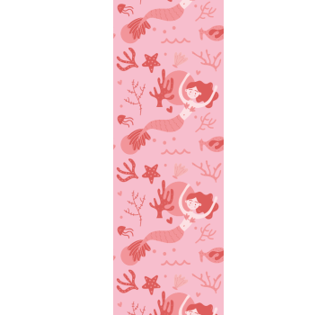 Childrens blind mermaid pink waving and smiling - TenStickers