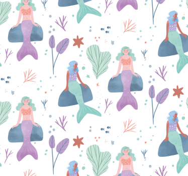 Childrens blind mermaid sitting on a rock - TenStickers
