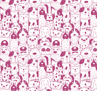 Childrens blind featuring pink furry dog drawing - TenStickers