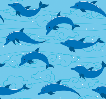 Childrens blind sky with clouds and dolphins - TenStickers