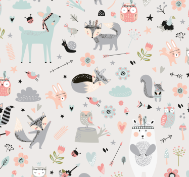 Childrens blind in nordic style pink forest - TenStickers