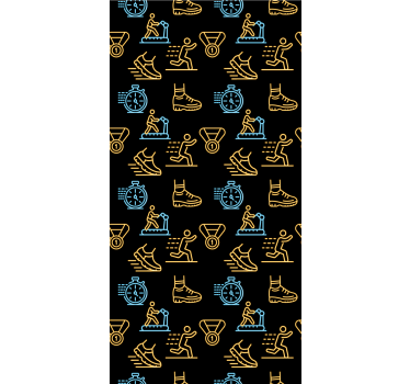 Modern blind with neon color running icons on black - TenStickers