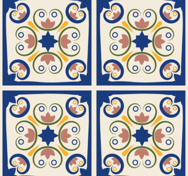 Modern blind pink floral portuguese tile - TenStickers