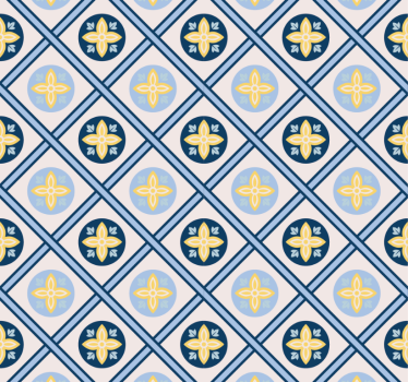 Modern blind in baby blue and yellow tile - TenStickers