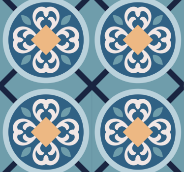 Modern blind in sea-blue portuguese tile design - TenStickers