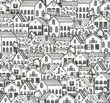Modern blind cityscape wallpaper - TenStickers