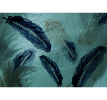 Kitchen blind watercolor feather line design - TenStickers