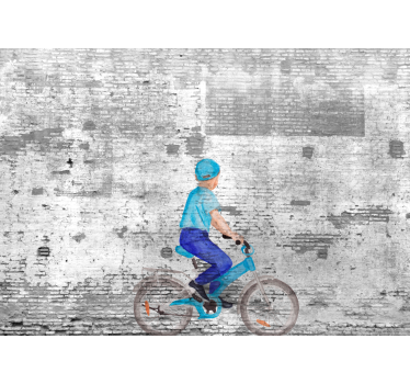 Kitchen blind children on a bike mural - TenStickers