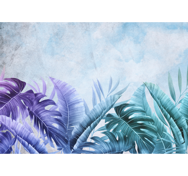 Kitchen blind featuring blue and purple tropical plants - TenStickers