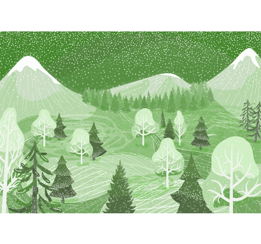 Kitchen blind in green vintage forest design - TenStickers