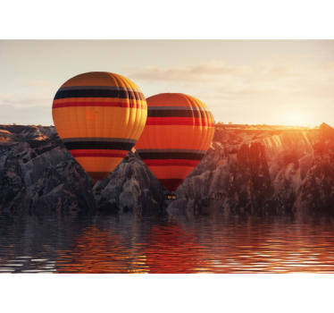 Kitchen blind air balloons over lake - TenStickers