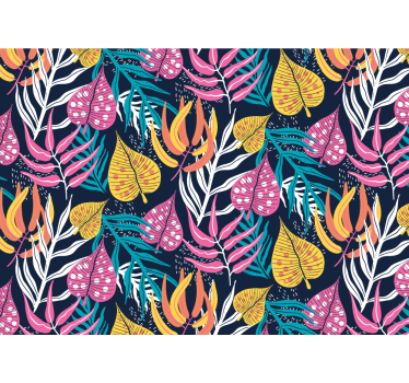 Kitchen blind with multicolor leaves on blue background - TenStickers