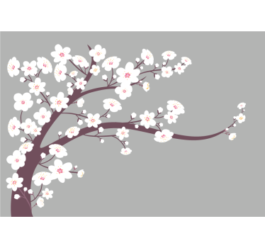 Kitchen blind with white flowers on gray background - TenStickers