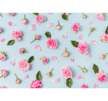 Kitchen blind with blue background of different roses - TenStickers