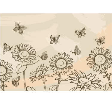 Sunflowers and butterflies beige kitchen blind - TenStickers