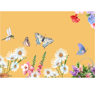 Kitchen blind with daisy flower and butterflies design - TenStickers