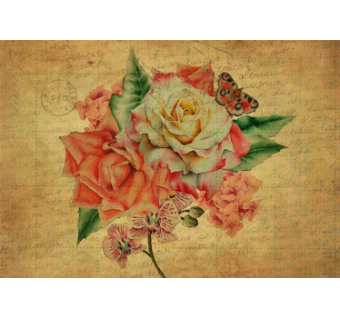 Kitchen blind with rose, butterfly, and writings - TenStickers