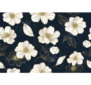 Kitchen blind with gold-touched lineart flowers - TenStickers